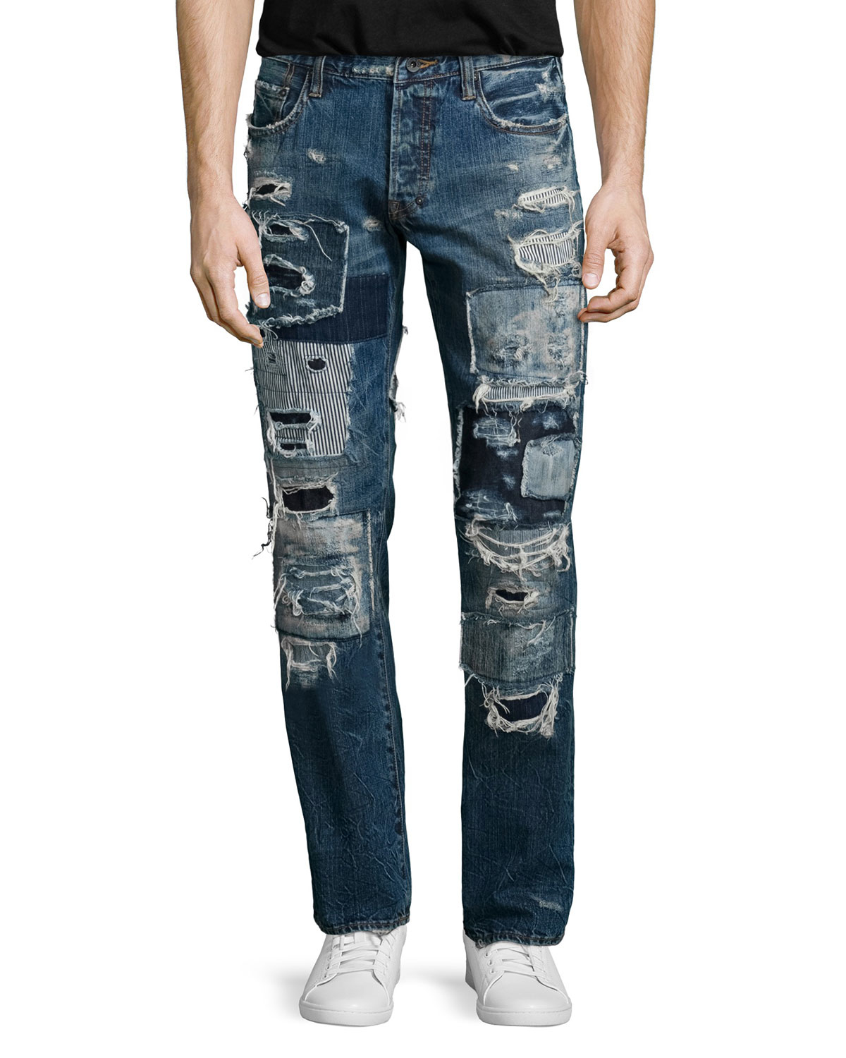 Prps Barracuda Patchwork Distressed Denim Jeans in Blue for Men (INDIGO ...