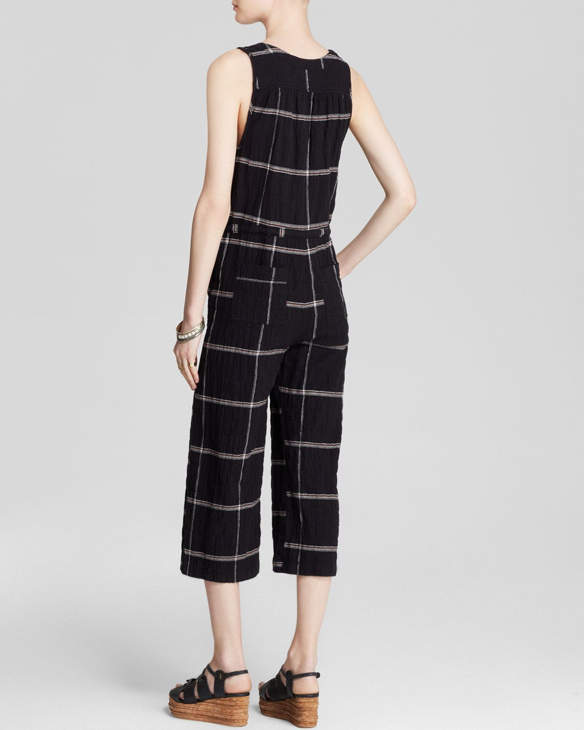 free people plaid jumpsuit
