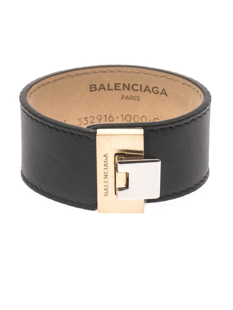 Balenciaga Le Dix Leather Bracelet in Black | Lyst