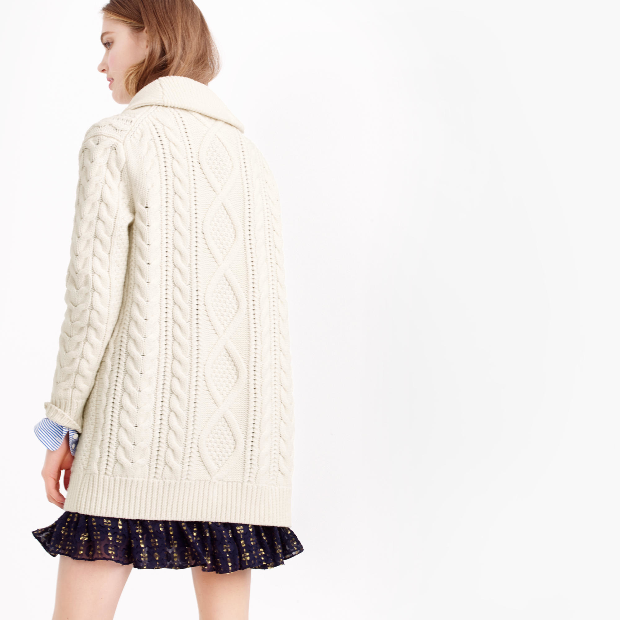long cable cardigan