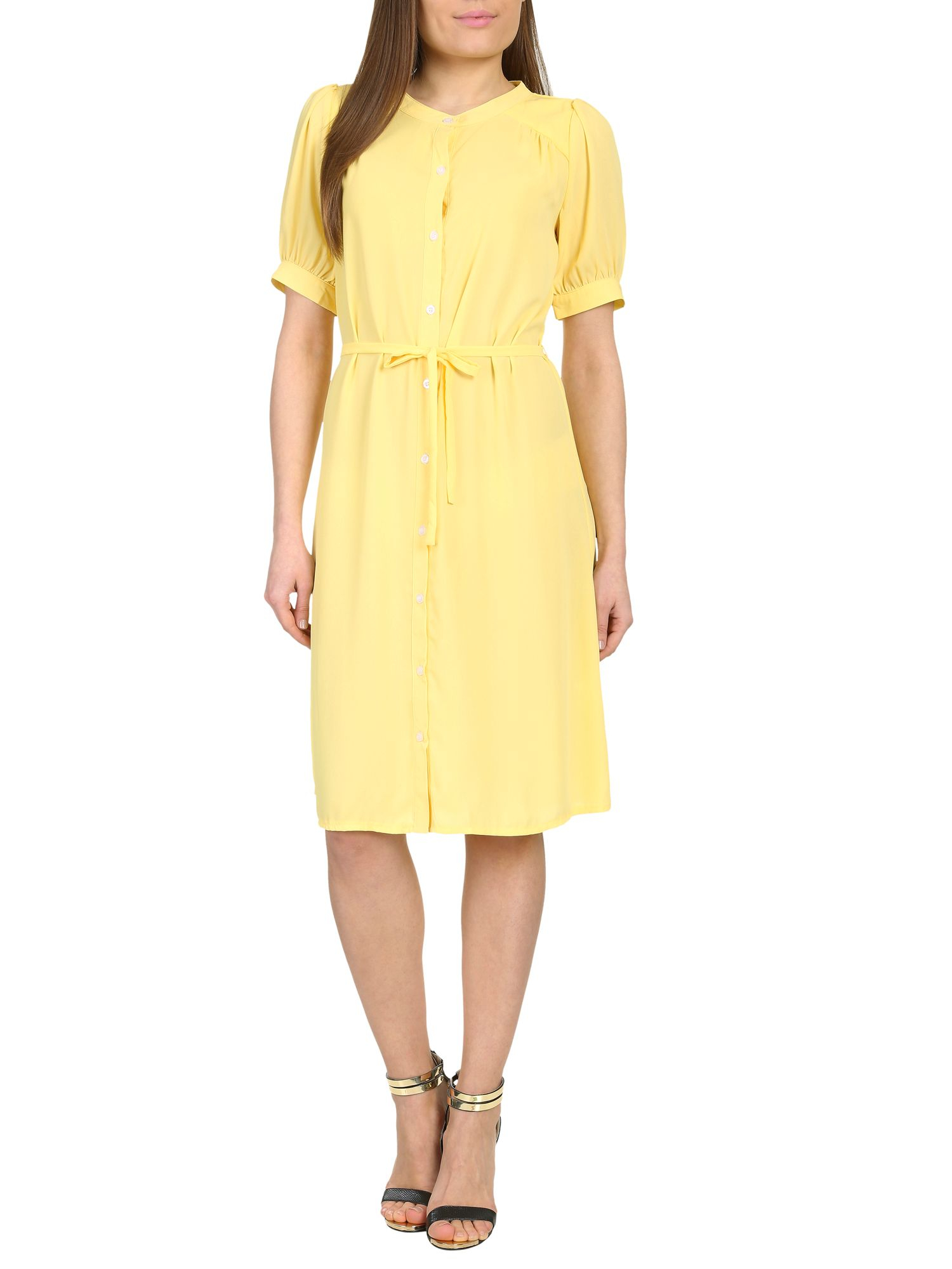 Cutie Puff Sleeves Shirt Dress In Yellow Lyst