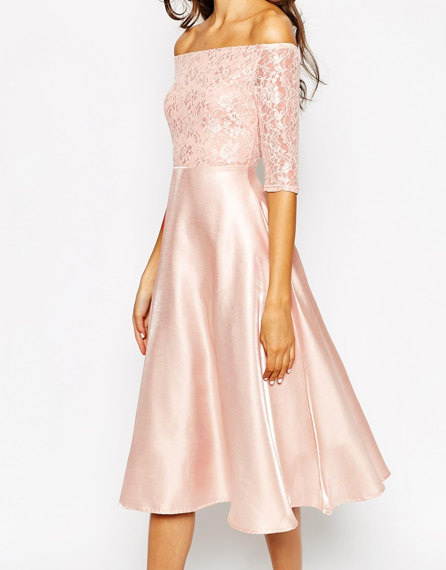 pink midi prom dress