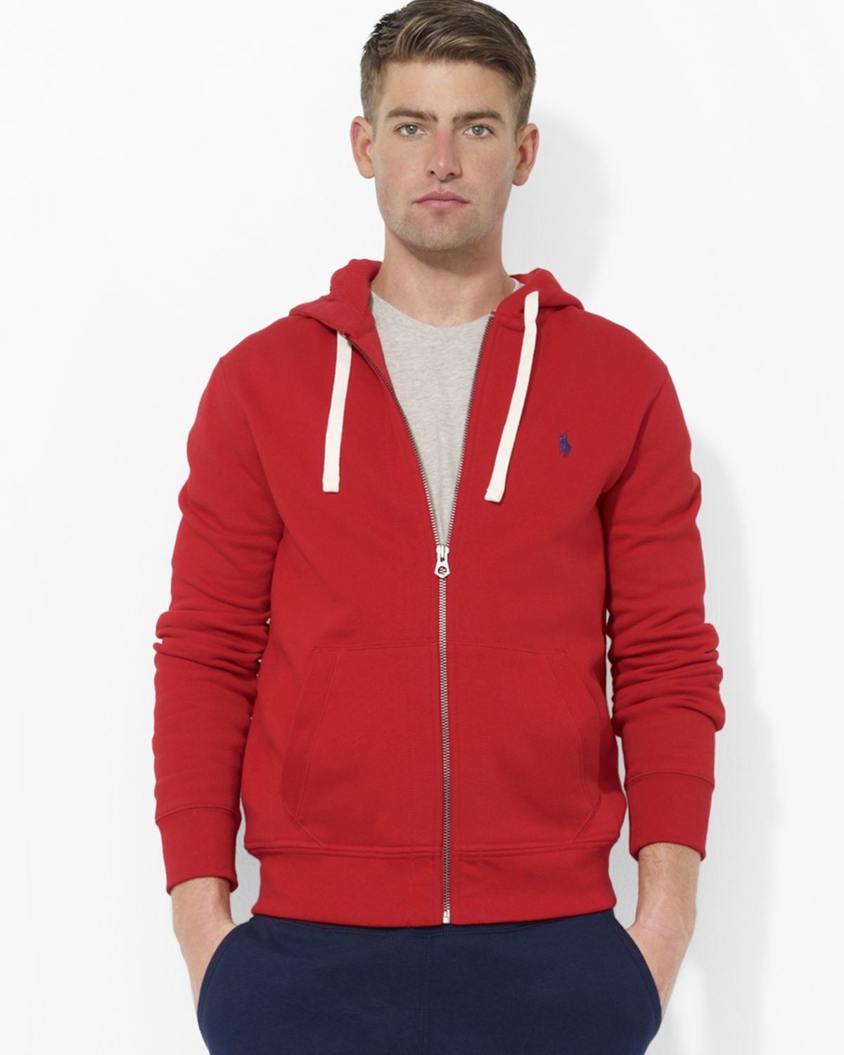 Lyst - Pink Pony Polo Full Zip Hooded Fleece in Red for Men