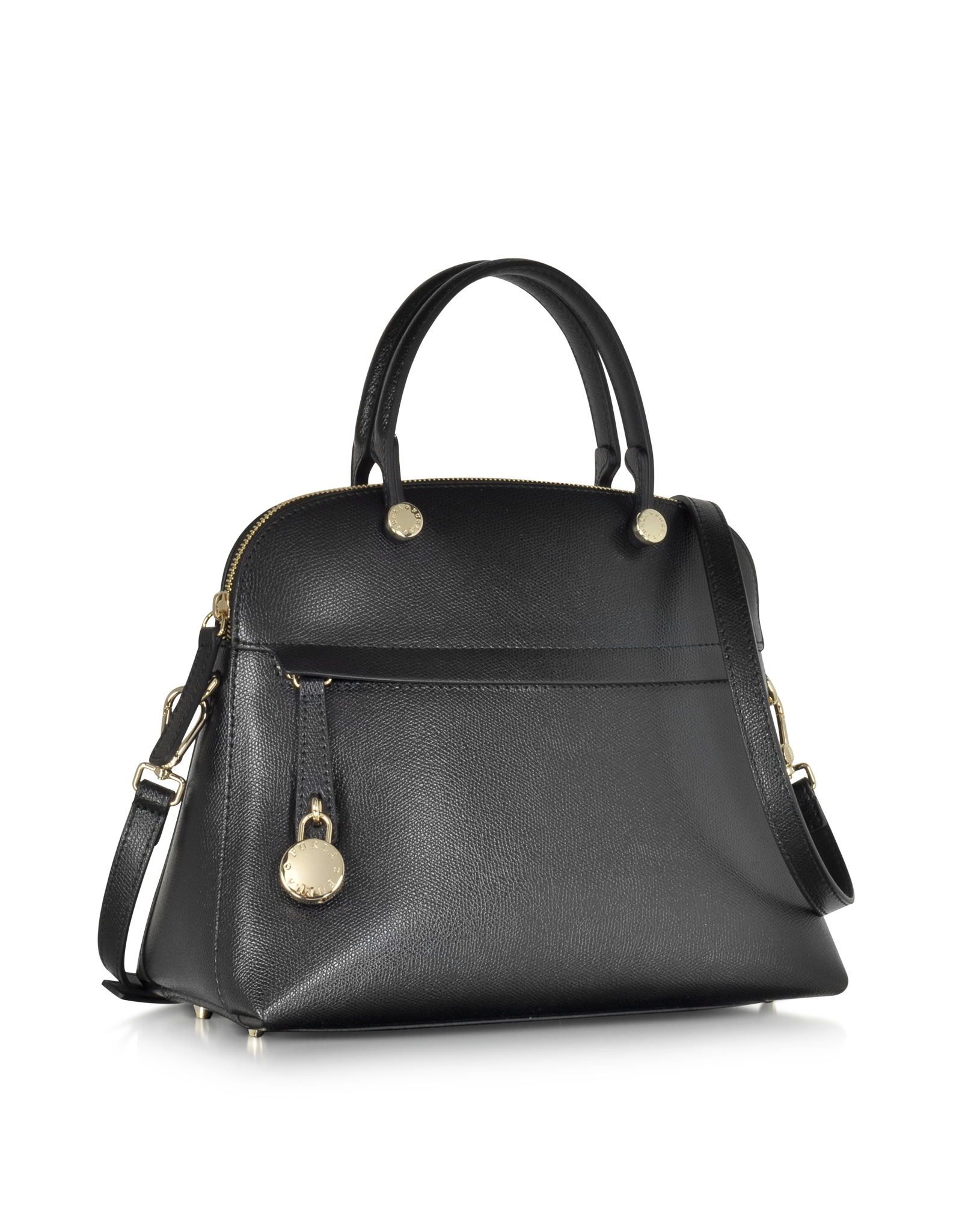 Lyst Furla Piper Onyx Leather Medium Dome Handbag In Black Gallery Women S Leather Handbags