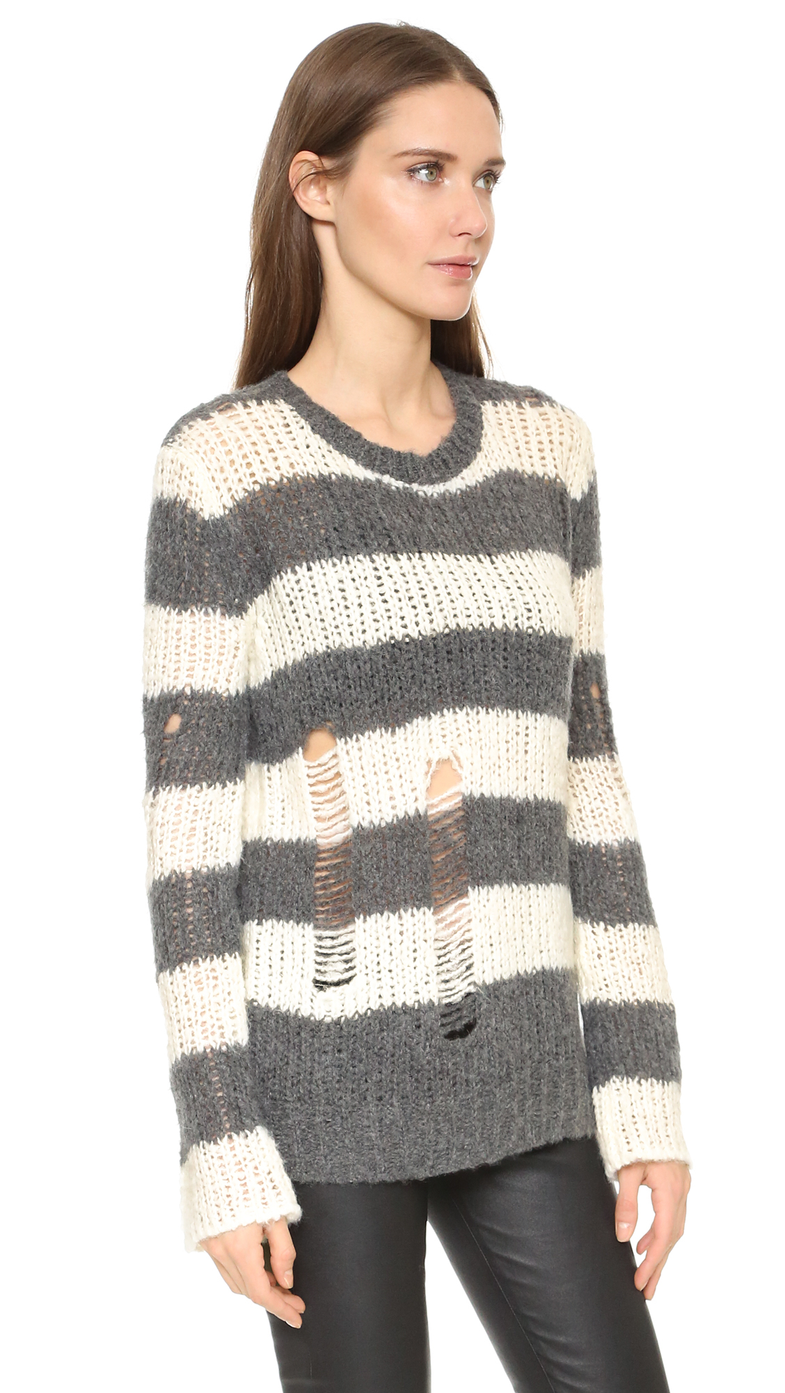 Lyst - Pam & Gela Holey Sweater - Cream/charcoal Heather in Natural