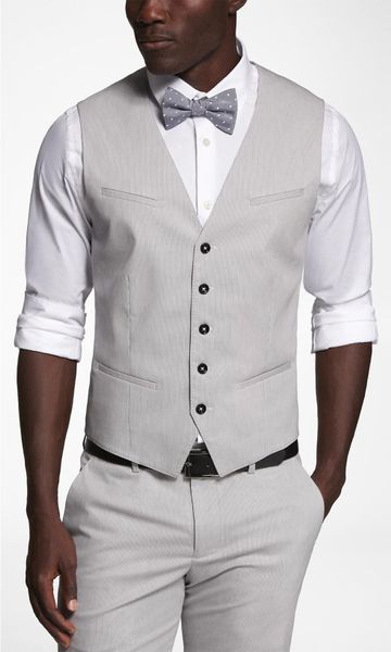 Express Pinstripe Stretch Cotton Suit Vest in Gray for Men (CHALK) | Lyst