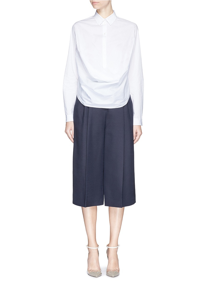 White Delpozo Shirt Front In Cotton Lyst Poplin Drape UVGzMqpS