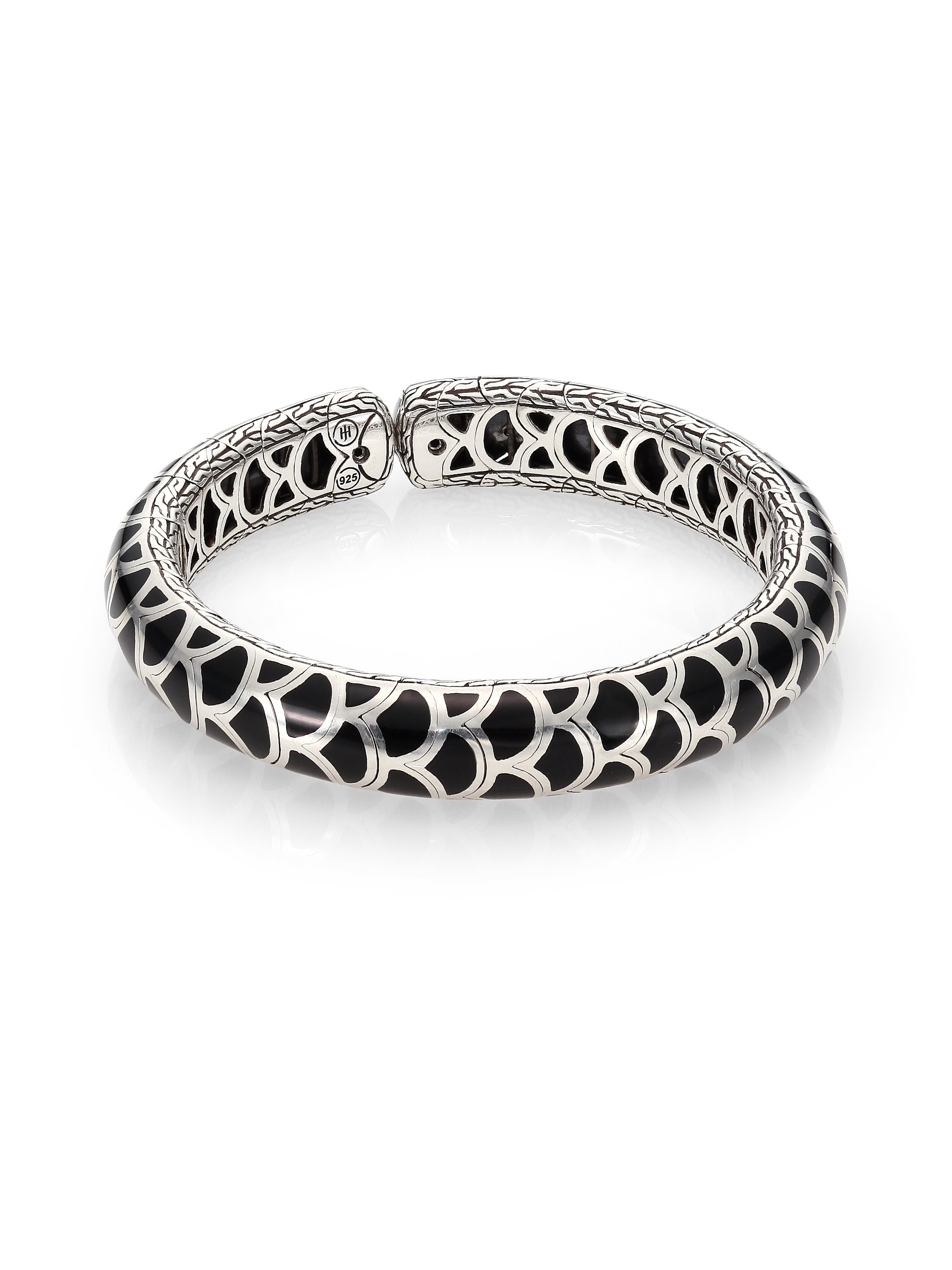 John hardy Naga Enamel & Sterling Silver Slim Flex Cuff Bracelet/Black