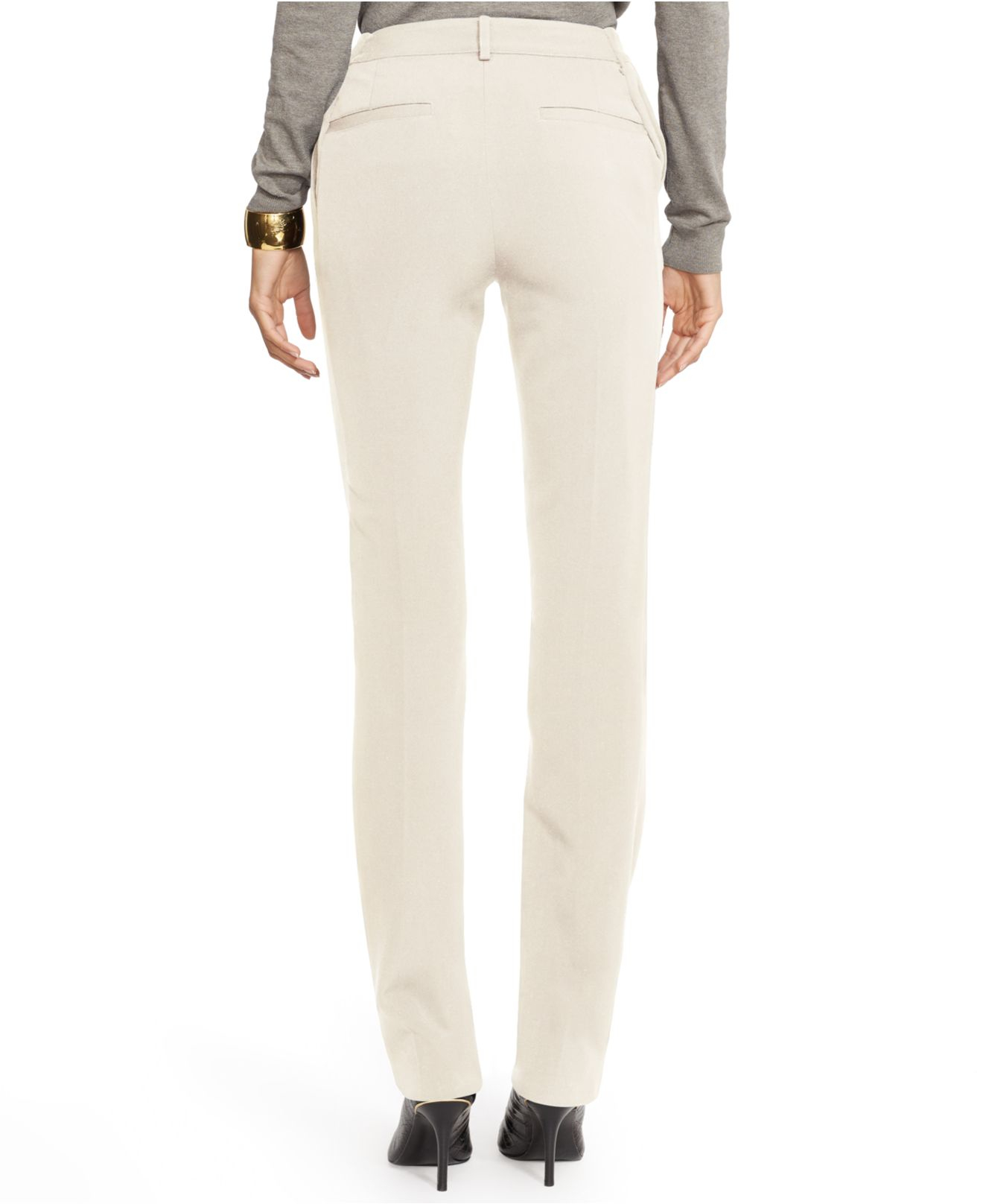 Lauren By Ralph Lauren Plus Size Straight Leg Stretch Twill Pants In Beige Modern Cream Lyst