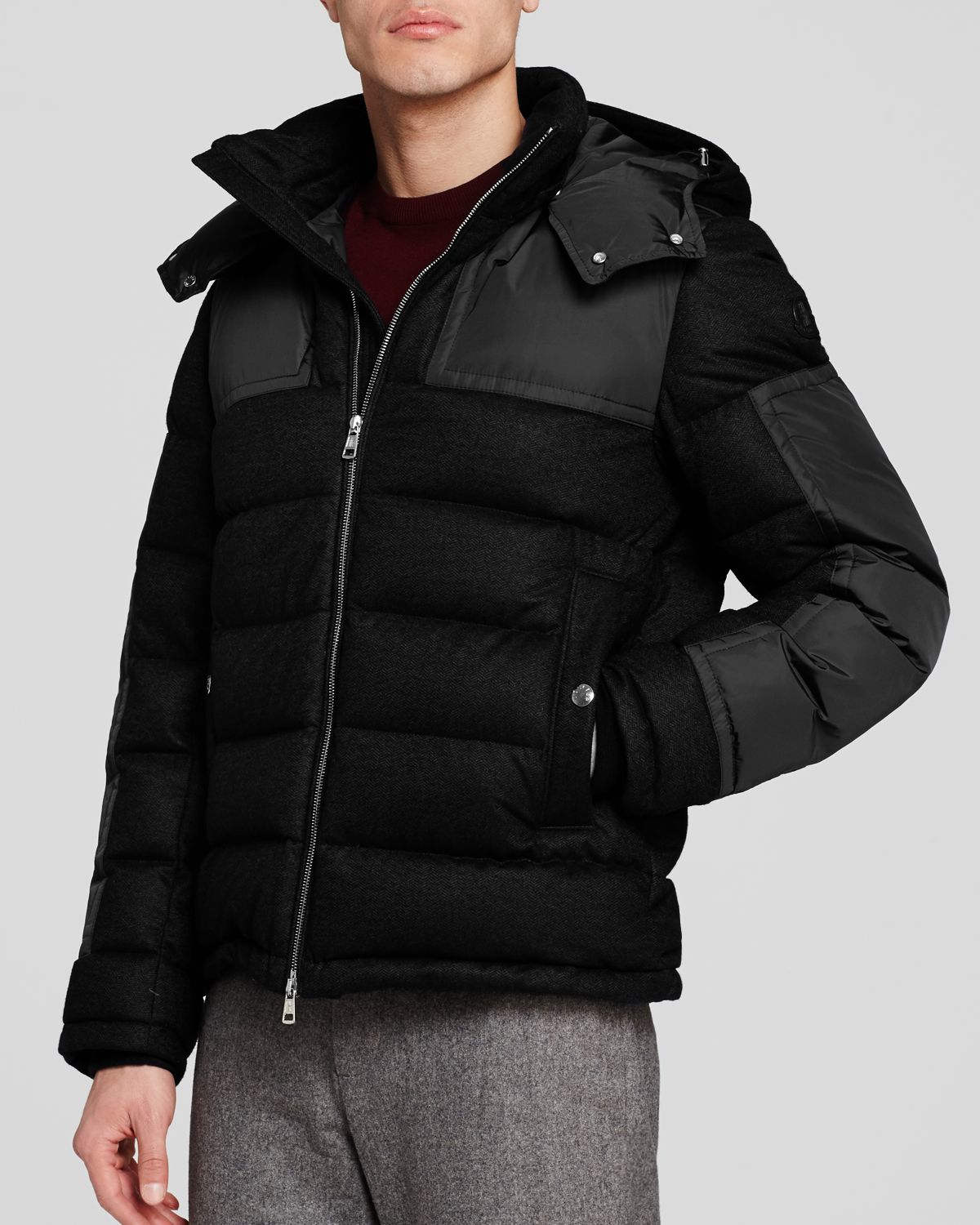 Moncler Severac Wool Blend Puffer Jacket in Black for Men - Lyst