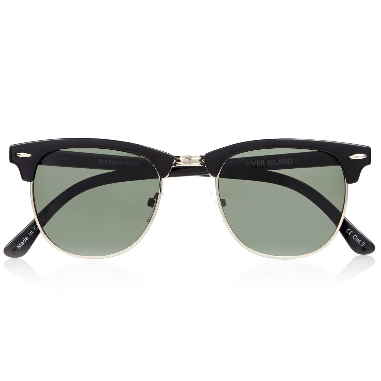 River Island Black Branded Flat Top Sunglasses for Men Lyst