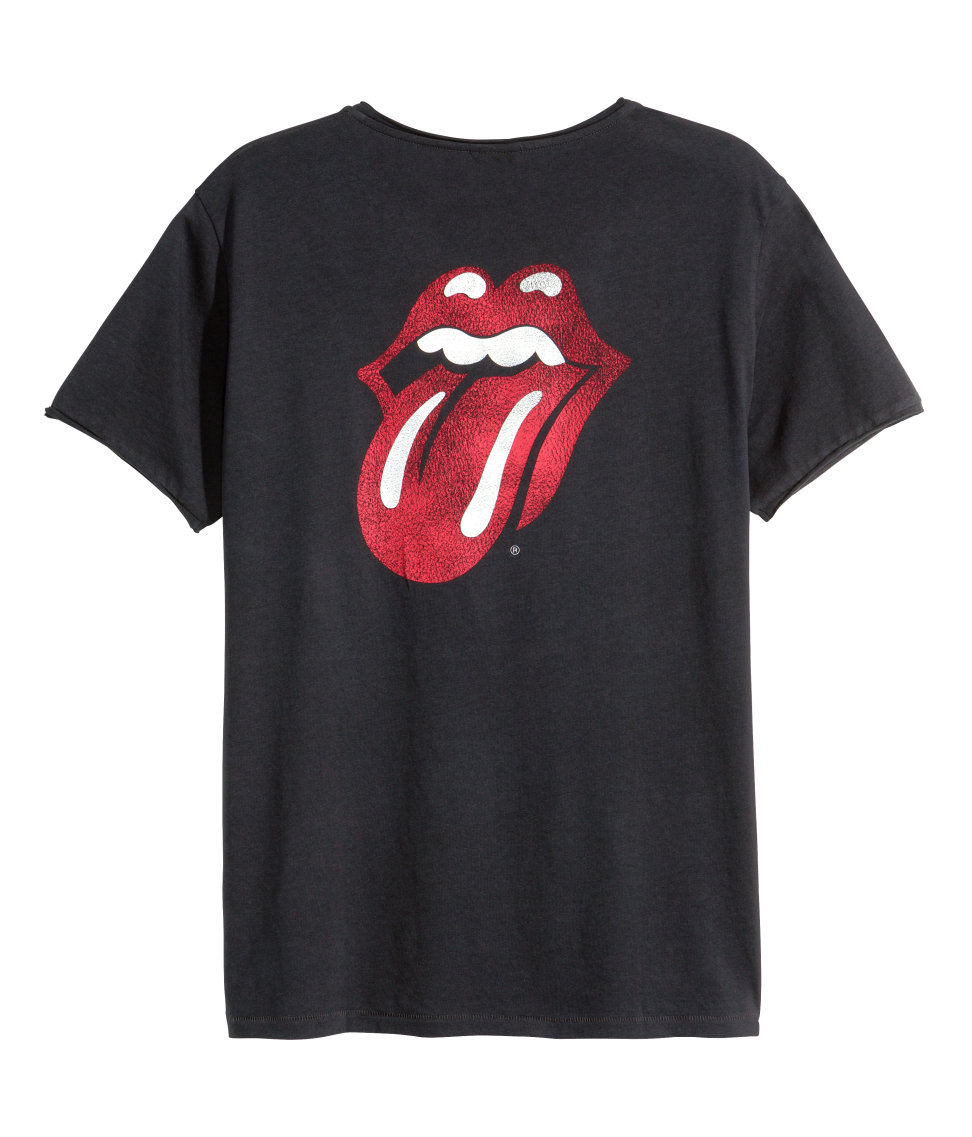 H&m T-shirt With A Print in Black for Men (Black/Rolling Stones) | Lyst
