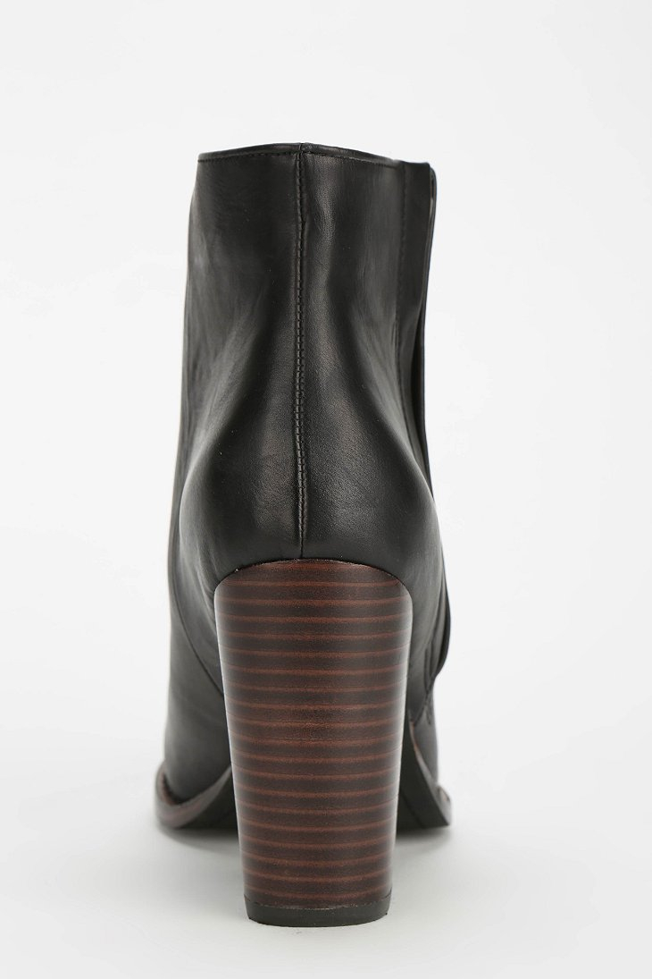 womens black ankle boots with brown heel