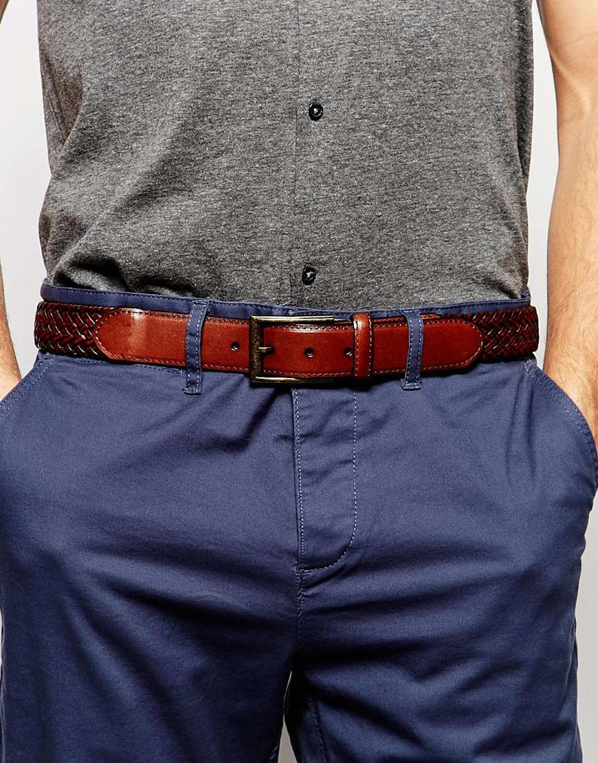 Brown Dents Mens Suede Belt