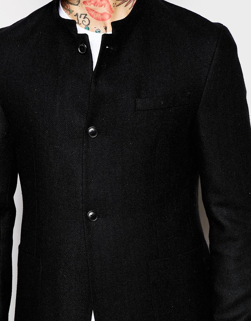 Asos Slim Blazer With Mandarin Collar in Black for Men | Lyst