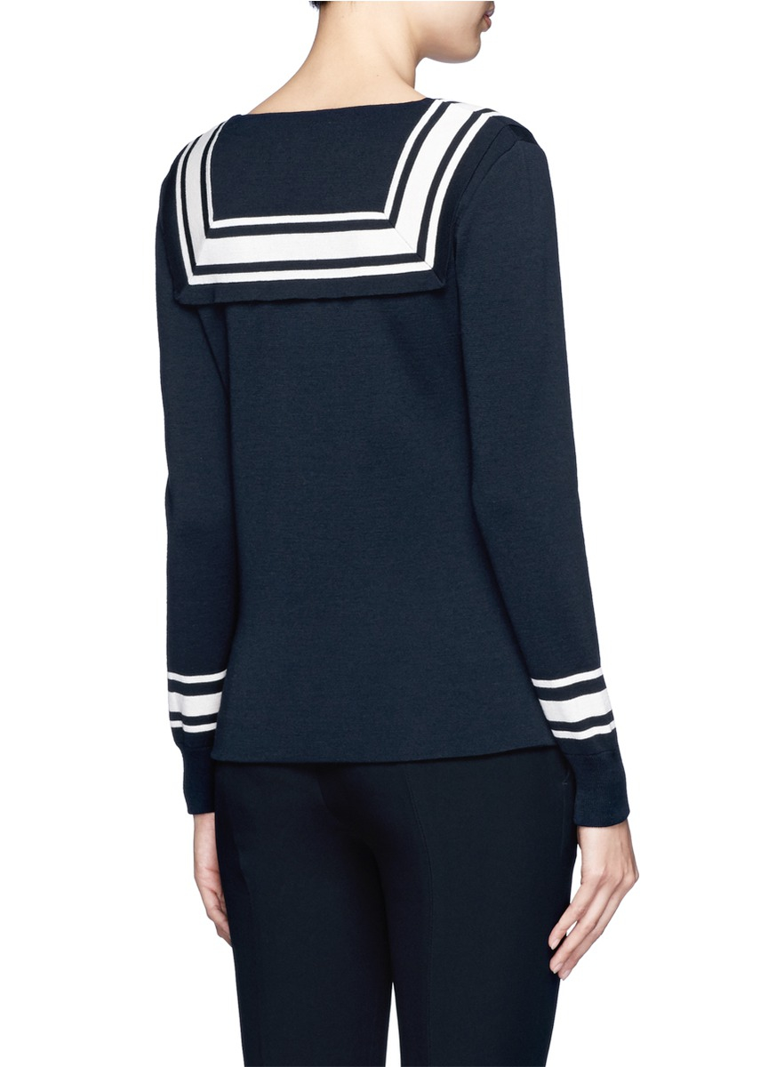 Chloé Sailor Collar Wool Sweater in Navy (Blue) Lyst
