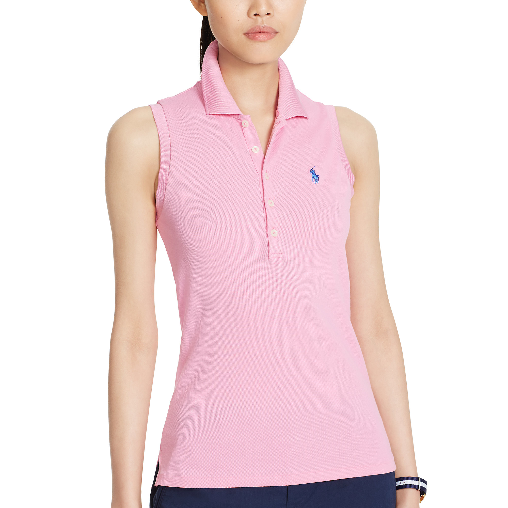 Ralph Lauren Golf Sleeveless Cotton Mesh Polo in Pink | Lyst