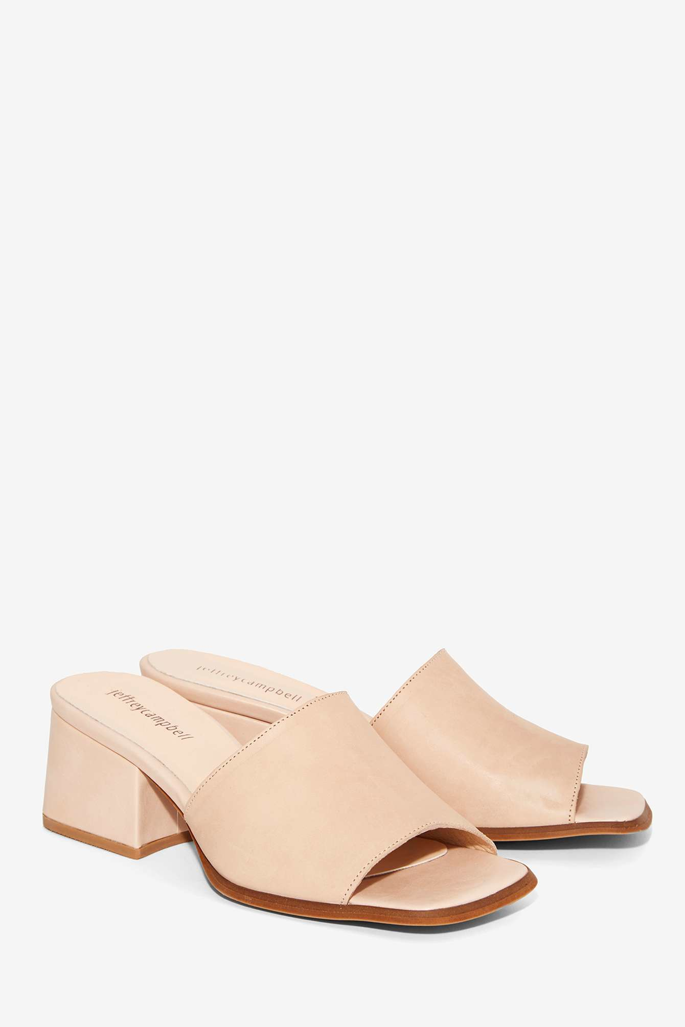 nude leather mules