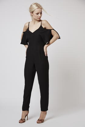 strappy cold shoulder jumpsuit