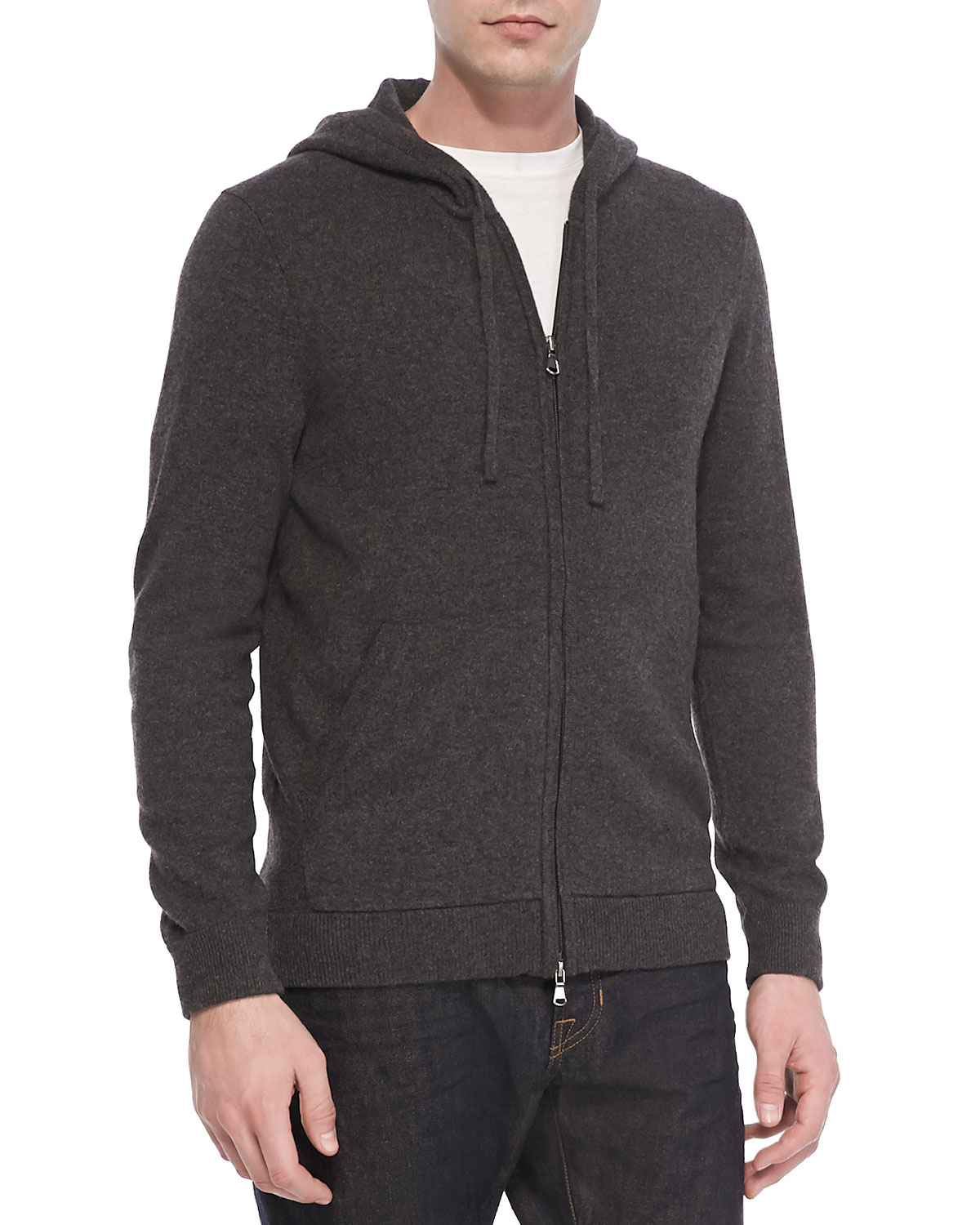 mens cashmere hoodie zip