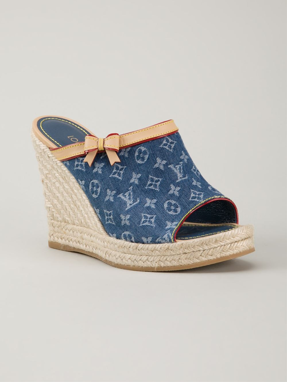 Louis Vuitton - Monogram Multicolore Canvas Wedge Sandals Blanc/Blue 41