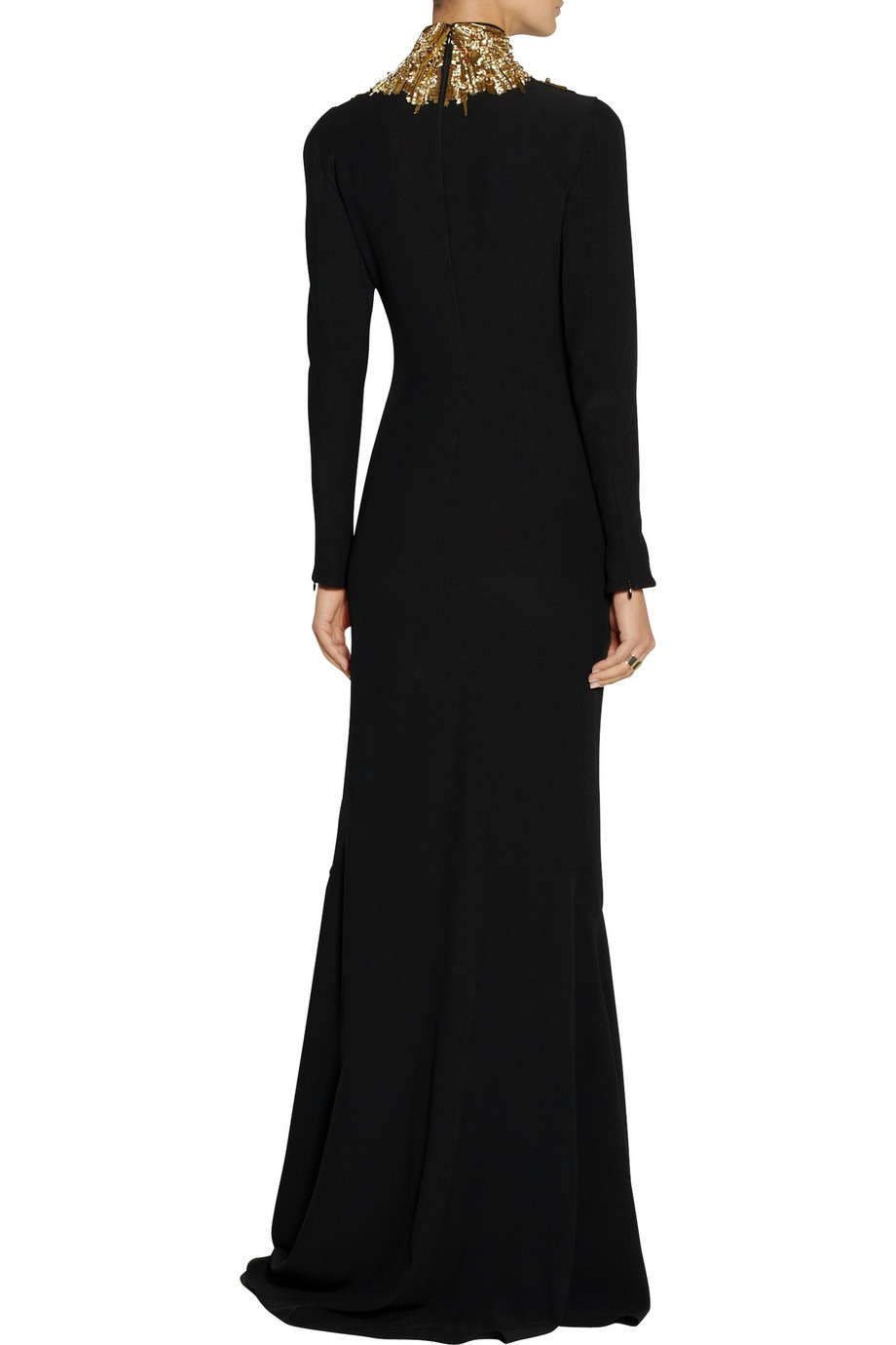 Alexander McQueen Embellished Cutout Crepe Gown in Black - Lyst