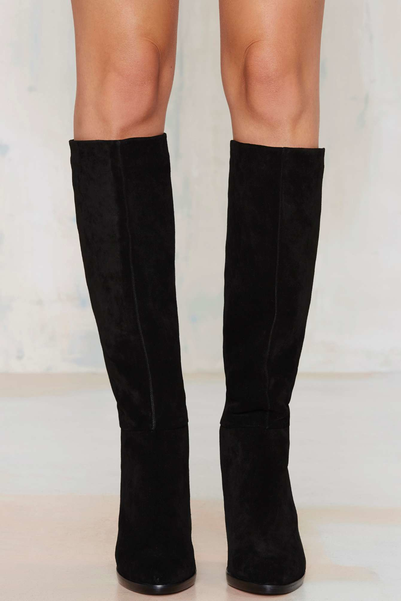 black knee high suede boots