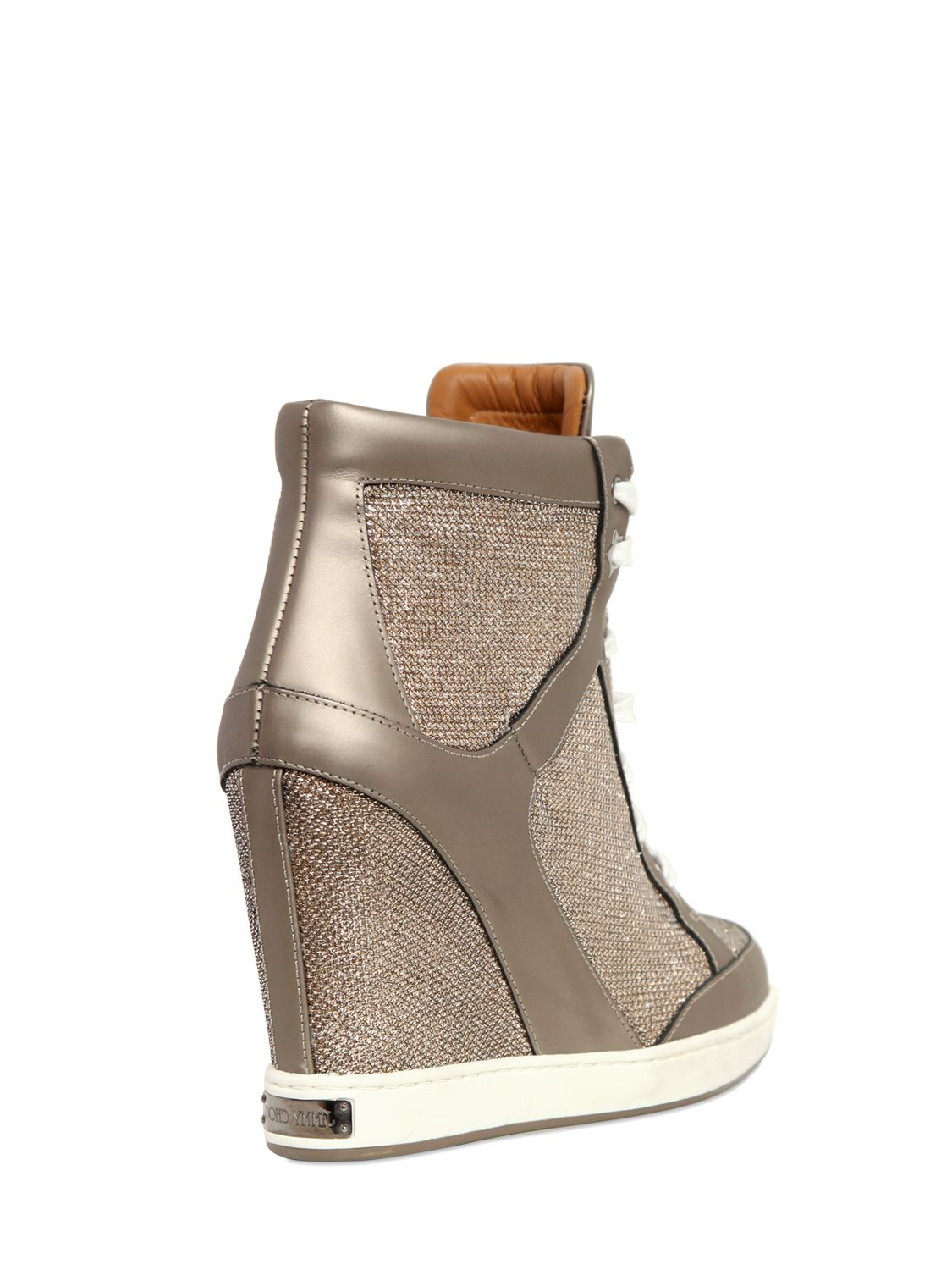 glitter wedge trainers