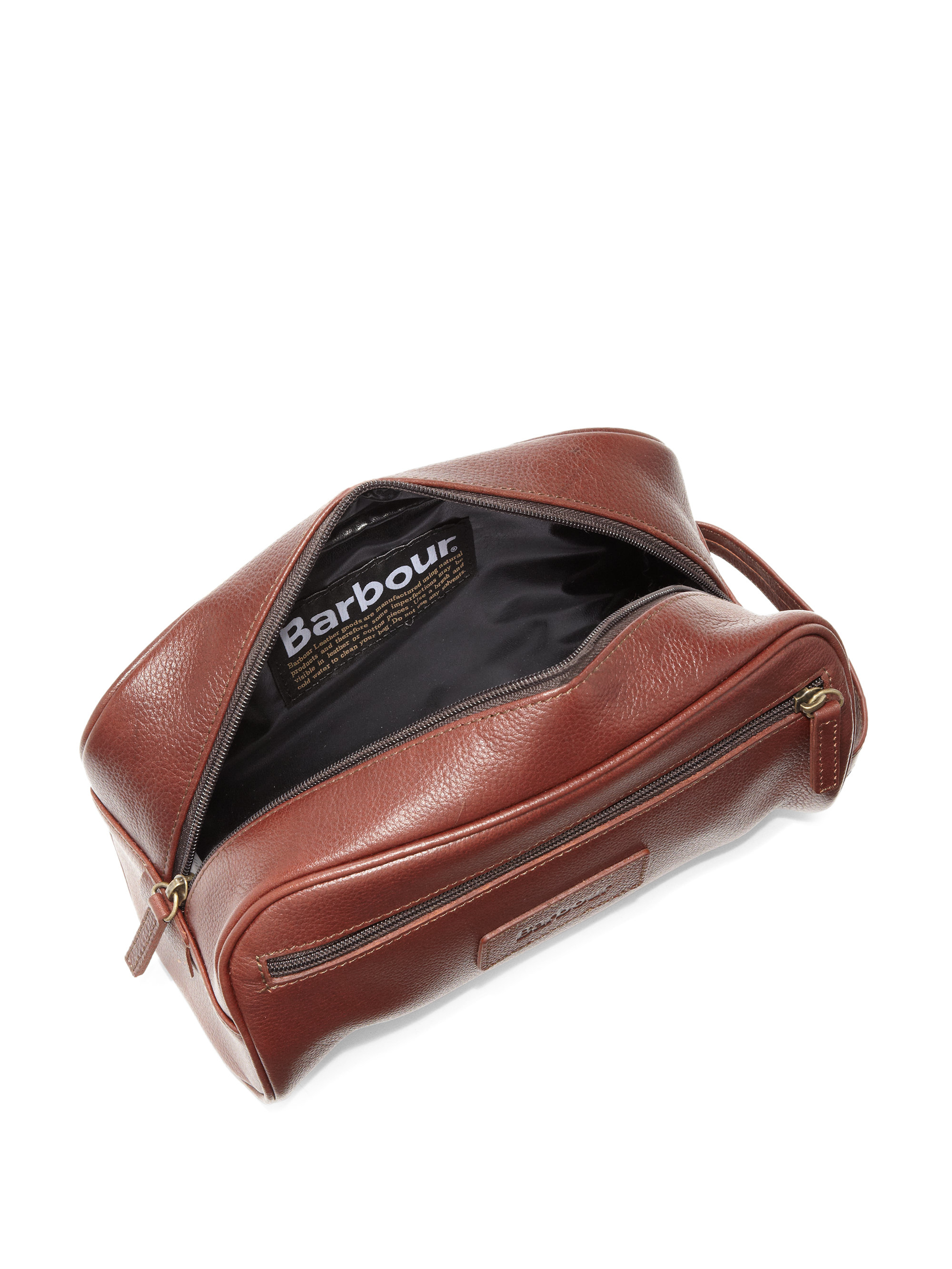 Lyst Barbour Leather Wash Bag in Brown for Men