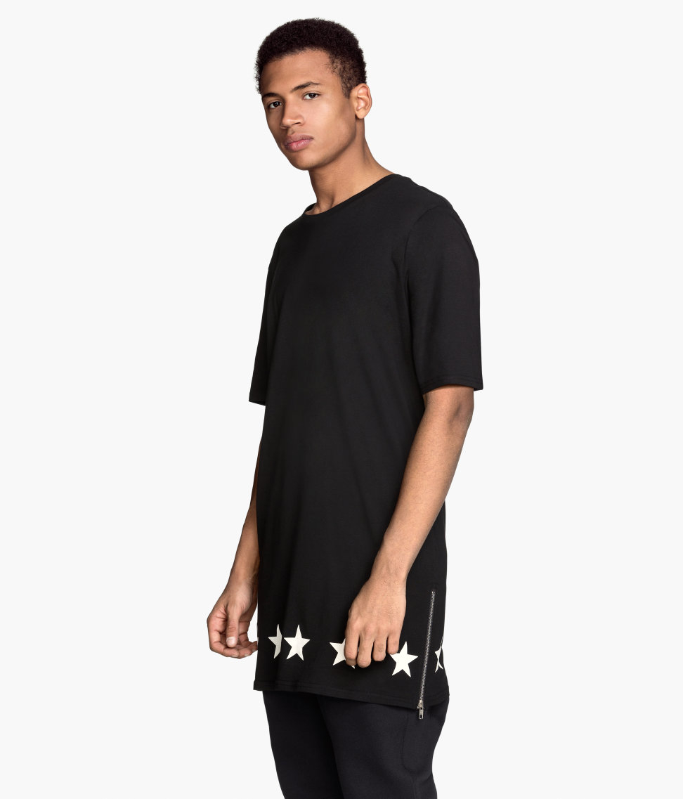 H&M Long T-Shirt in Black for Men - Lyst