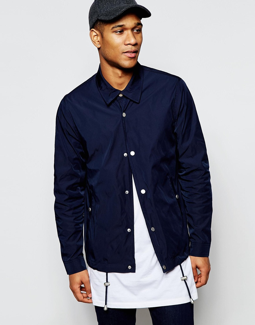 navy blue coach jacket