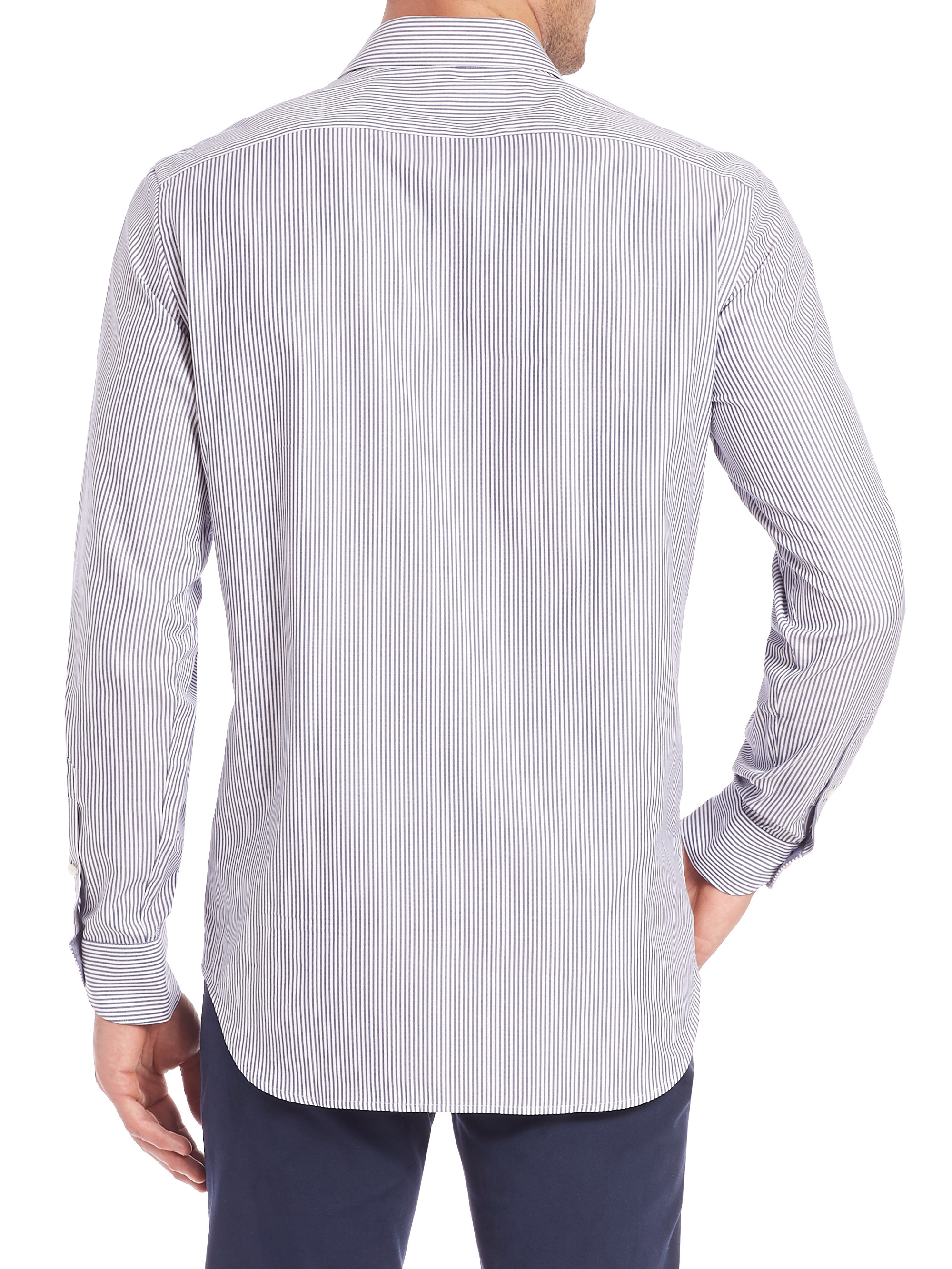 Saks fifth avenue Regularfit Cotton Sportshirt in Gray for Men Lyst