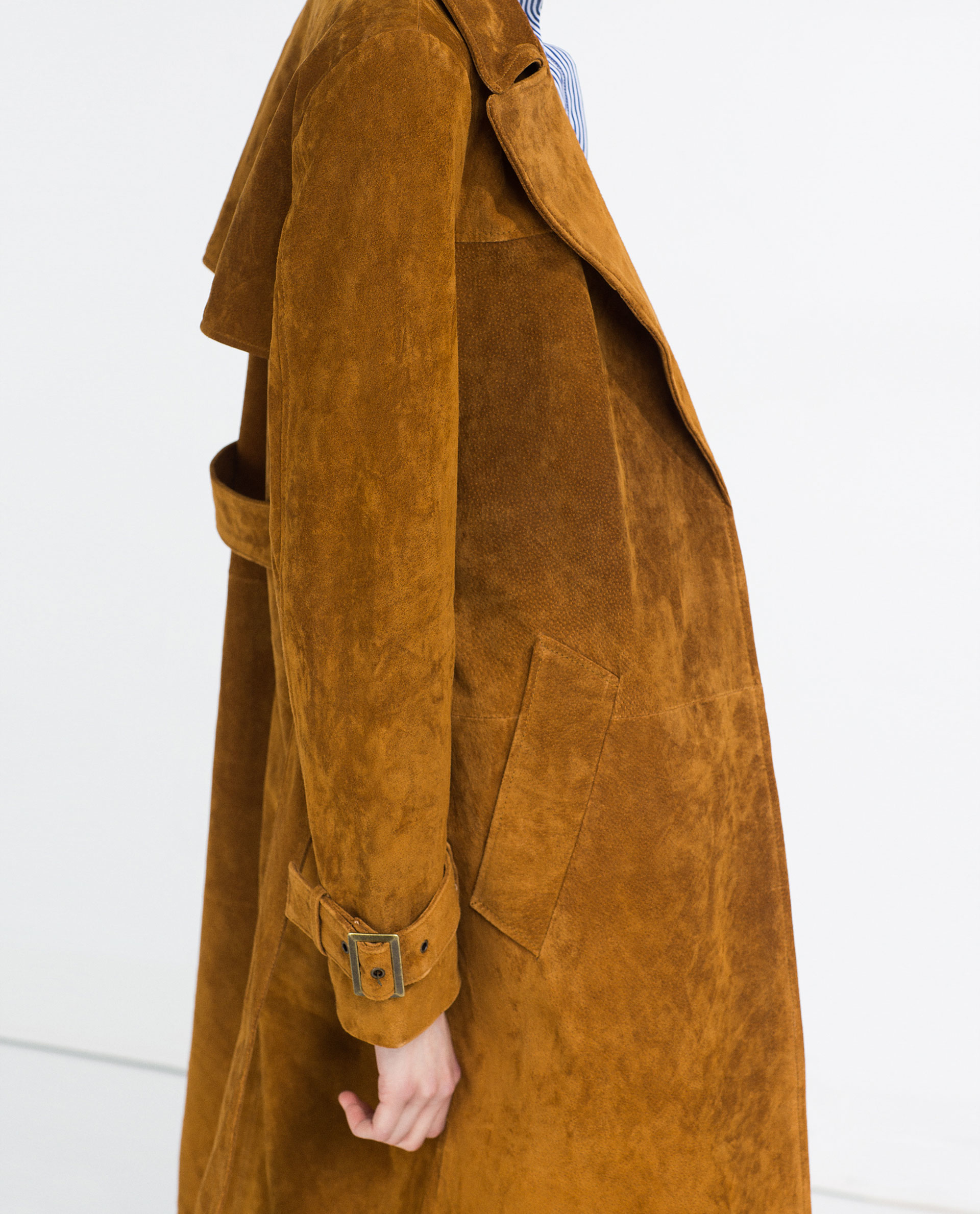 Zara Leather Trench Coat in Brown Lyst