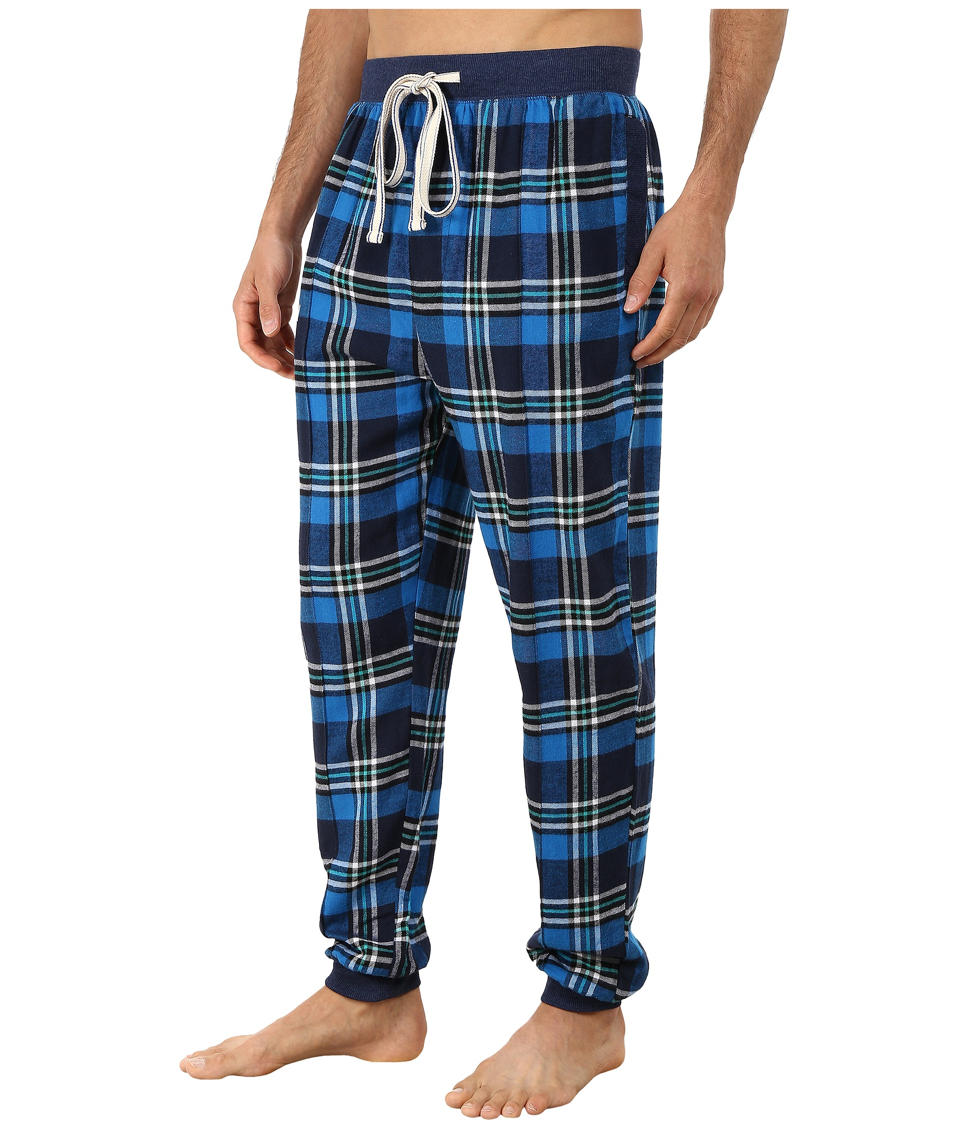 Kenneth cole reaction Flannel Cuffed Pants in Blue for Men | Lyst