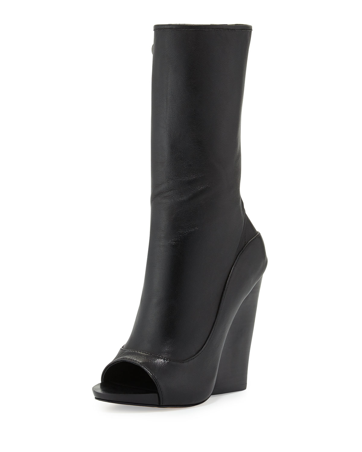 open toe wedge boots