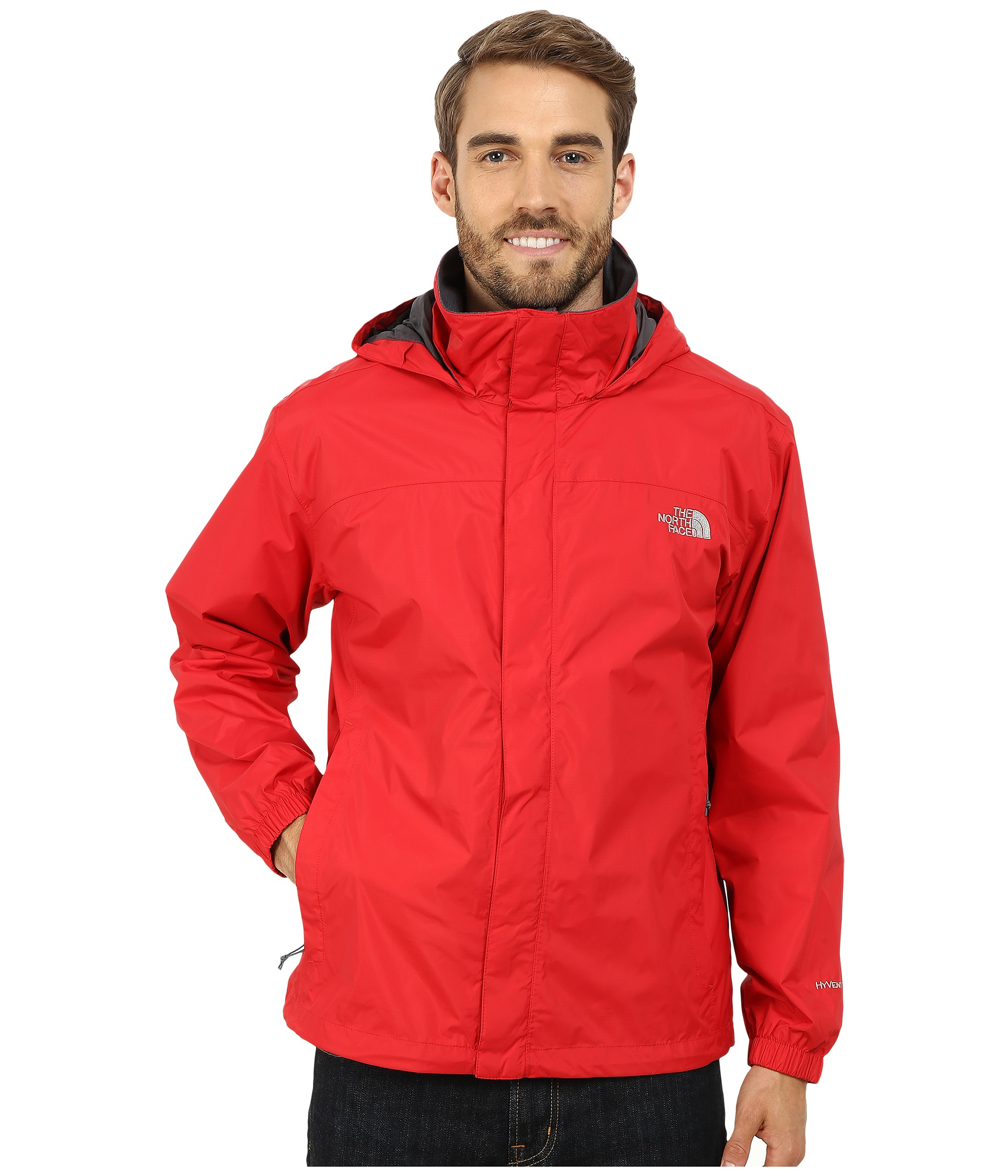 red north face mens jacket