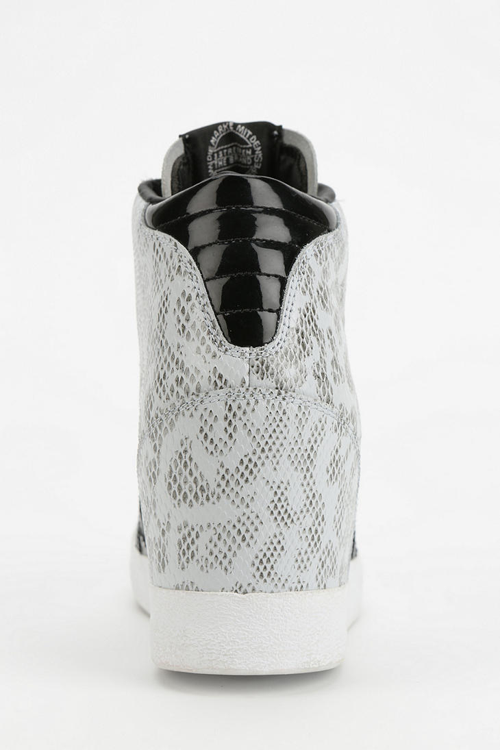 adidas Basket Snakeskin Hidden Wedge Hightop Sneaker in White | Lyst