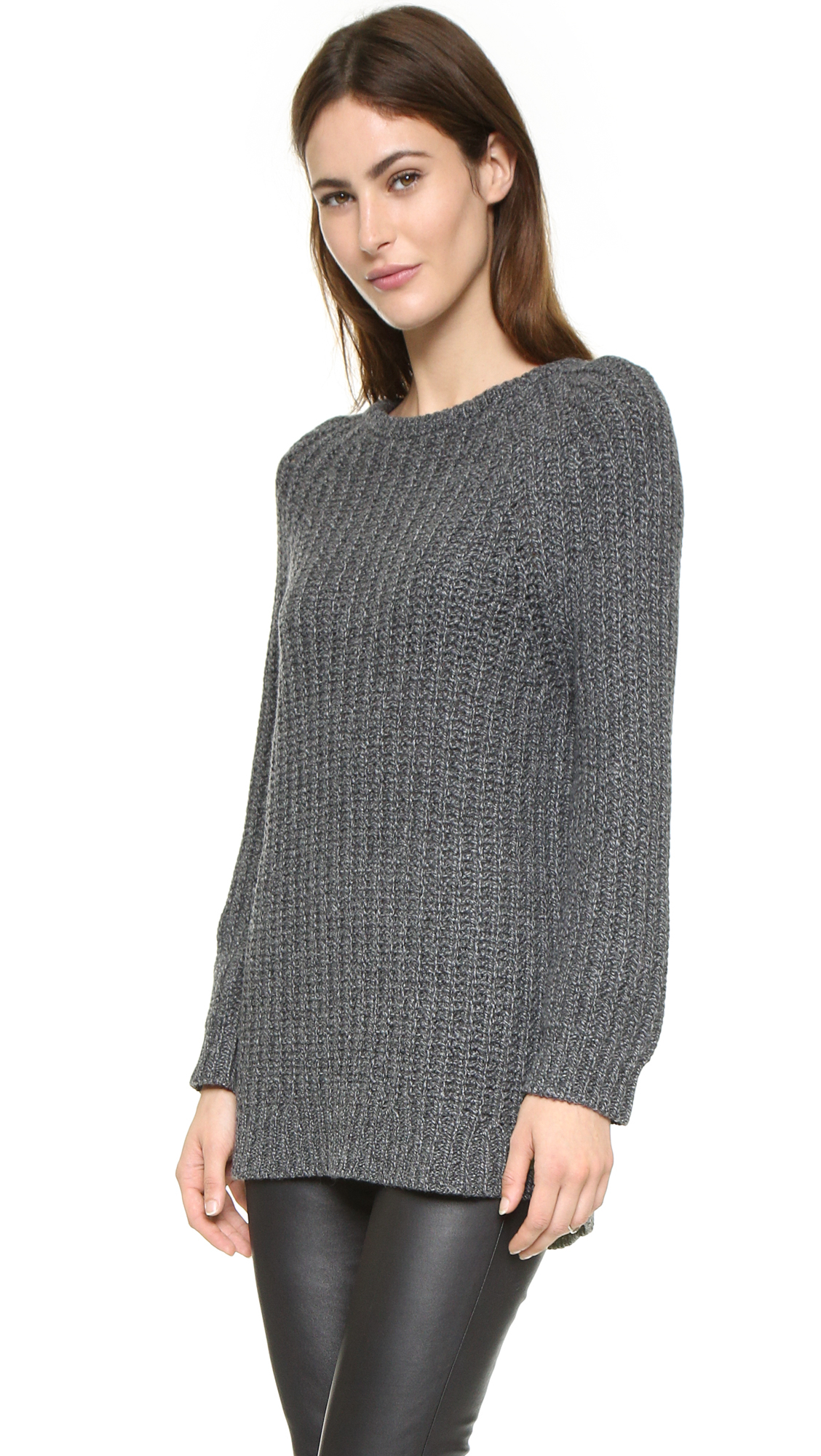 Alice + Olivia Chunky Marled Sweater in Charcoal (Gray) - Lyst