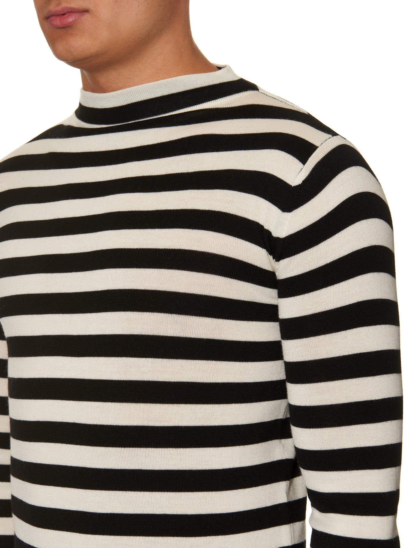 Lyst Laurent High Neck Striped Wool Knit Sweater lyst laurent high neck striped wool knit sweater