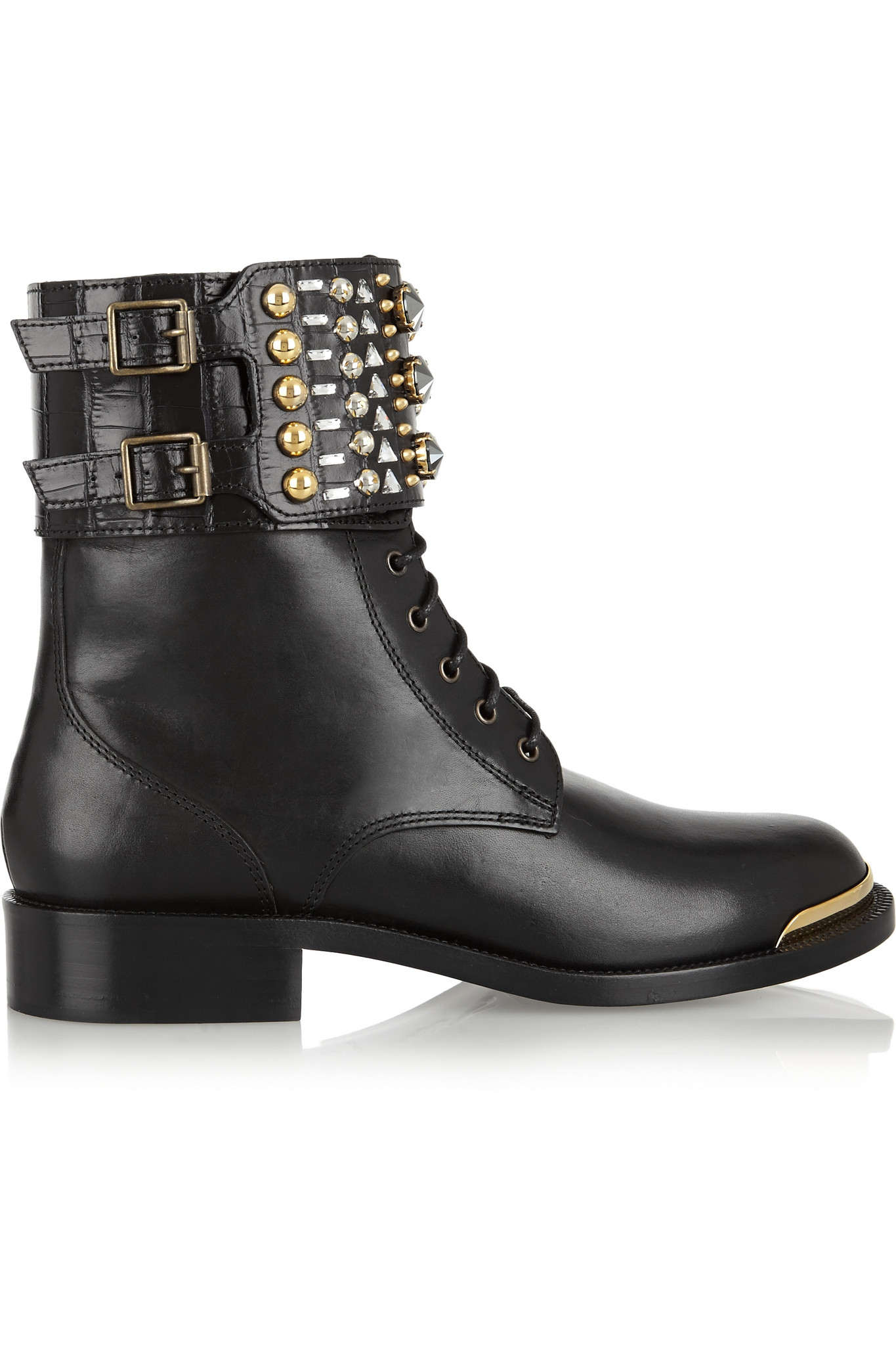 rene caovilla embellished biker leather boots