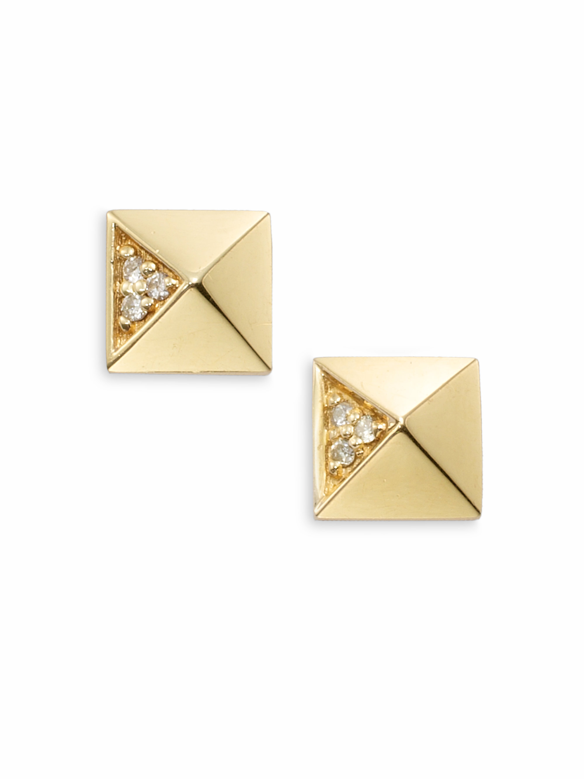 Lyst Sydney Evan Diamond 14k Yellow Gold Pyramid Stud Earrings Gallery