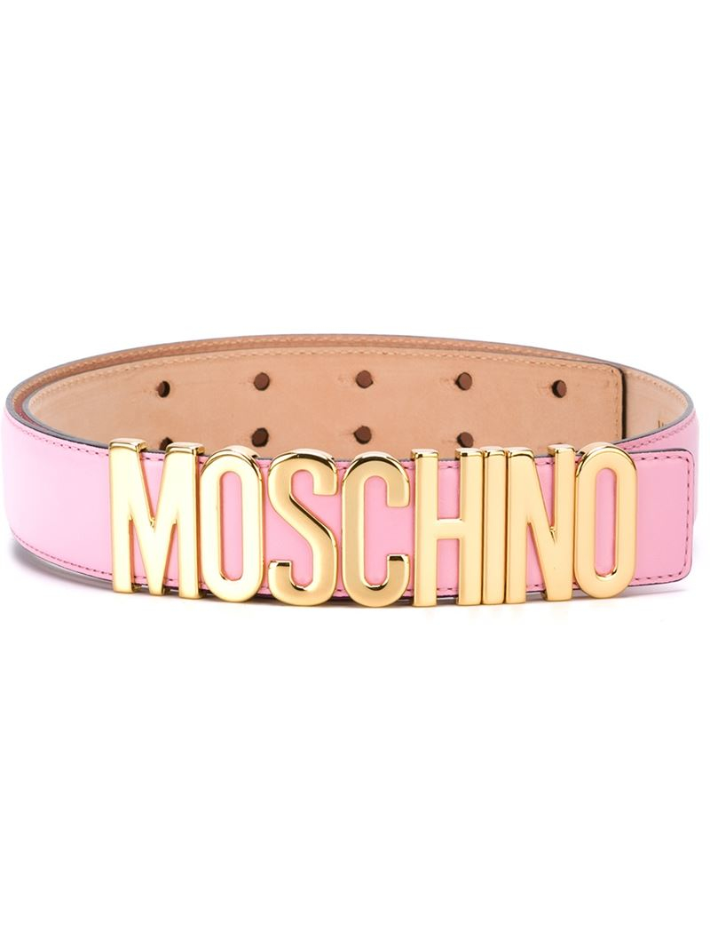 Lyst - Moschino Logo Plaque Belt in Pink