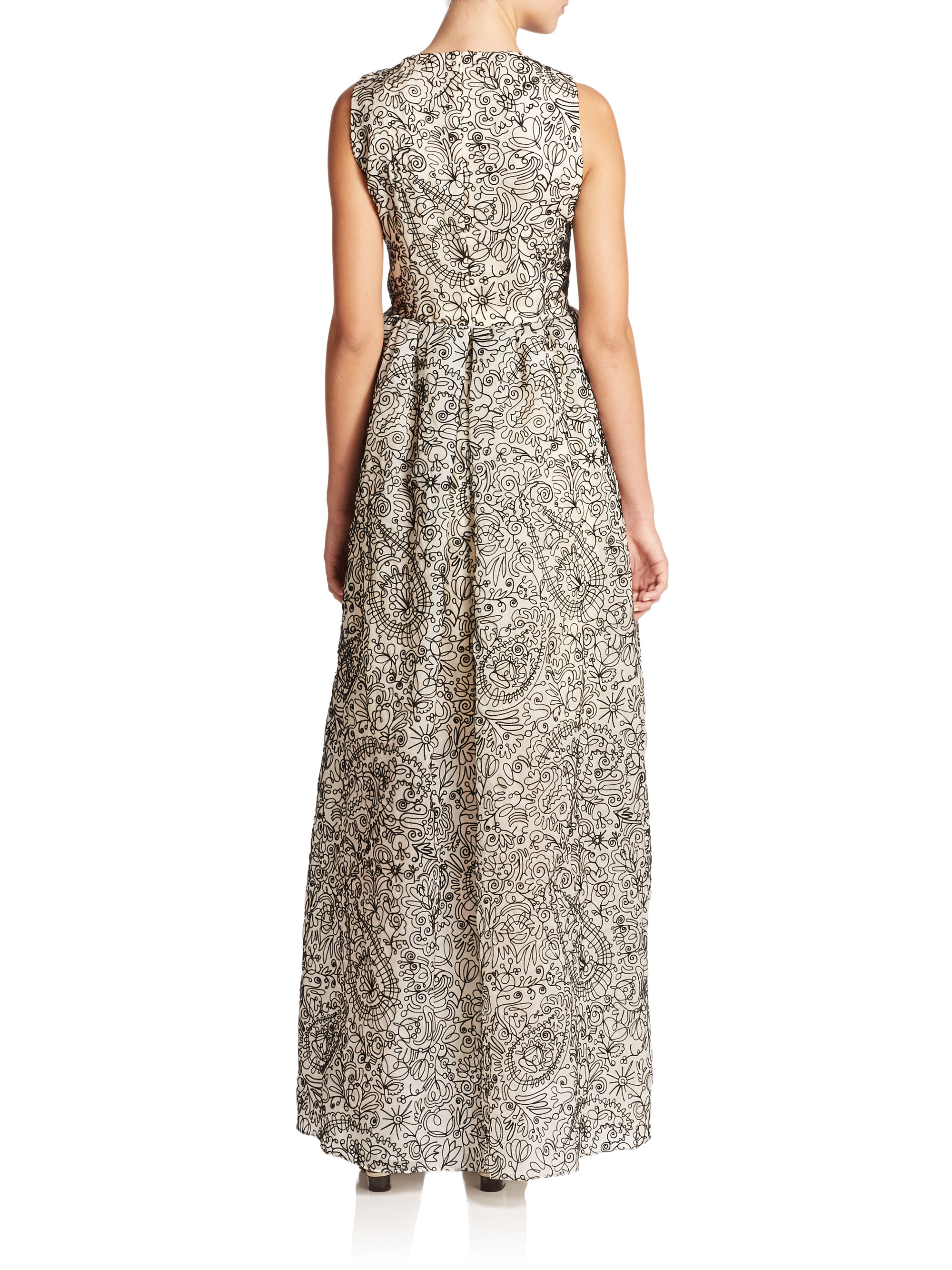 Lyst Tory Burch Printed Silk Gown in Gray