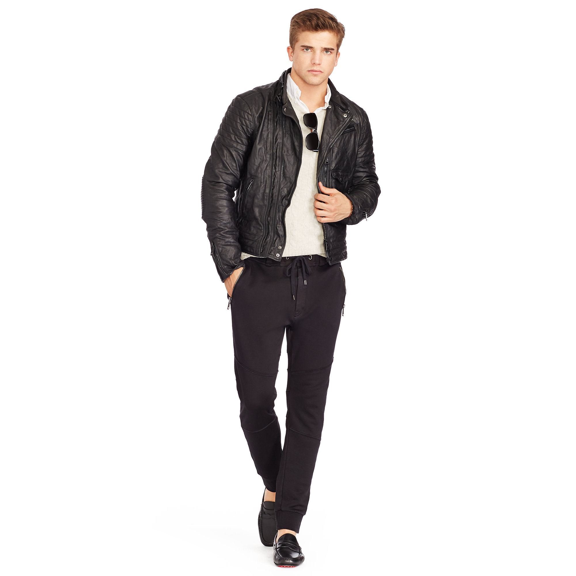 black polo leather jacket