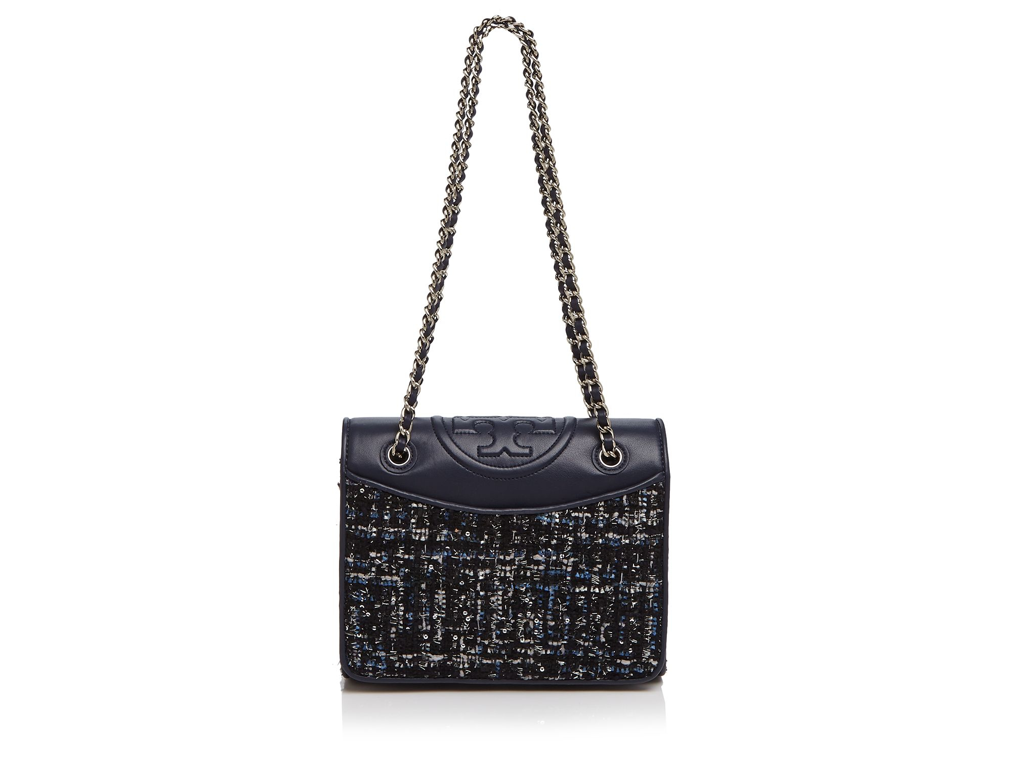 Tory Burch Marion Tweed Medium Fleming Shoulder Bag in Blue Lyst