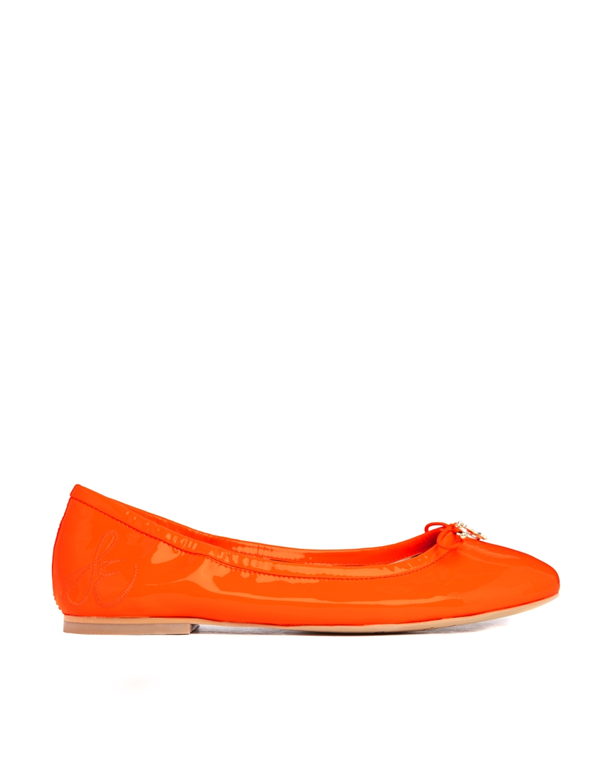 Lyst - Sam Edelman Leather Neon Orange Patent Flat Shoes in Orange