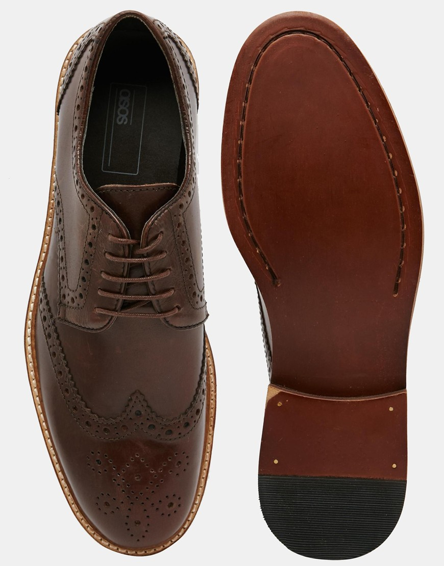 ASOS Brogue Shoes In Brown Leather With Heavy Sole for Men ASOS Brogue Shoes In Brown Leather With Heavy Sole for Men