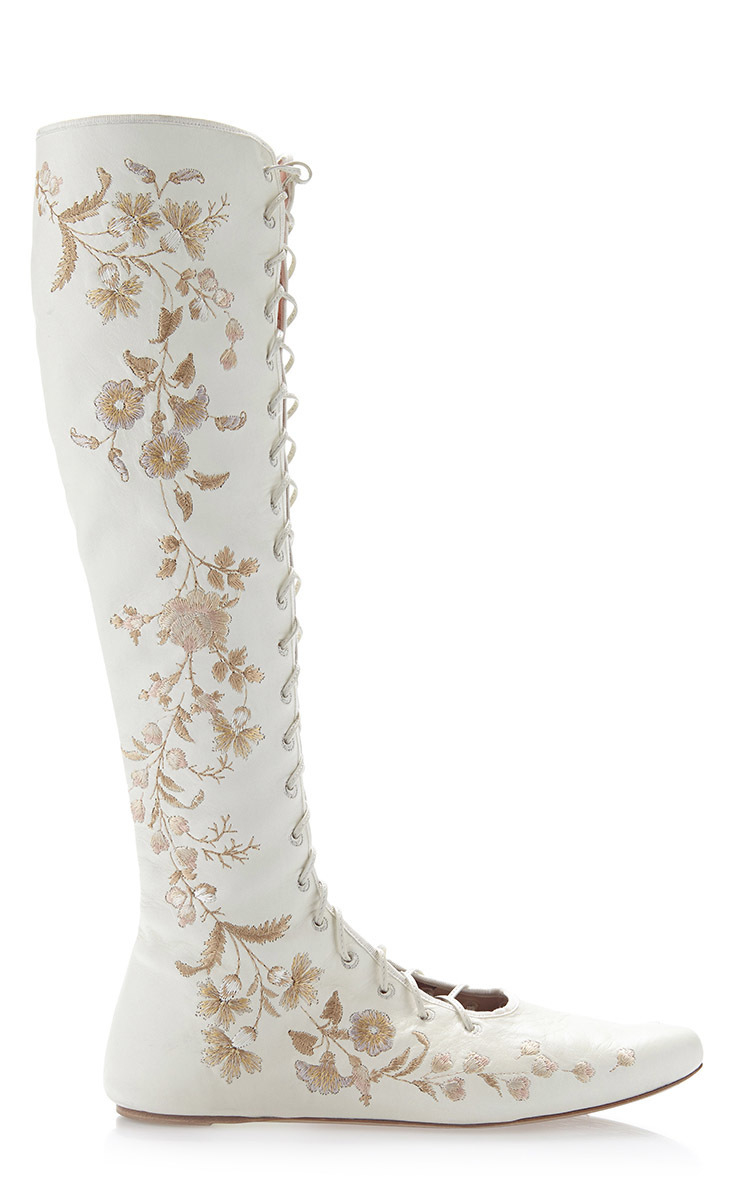 embroidered flat boots