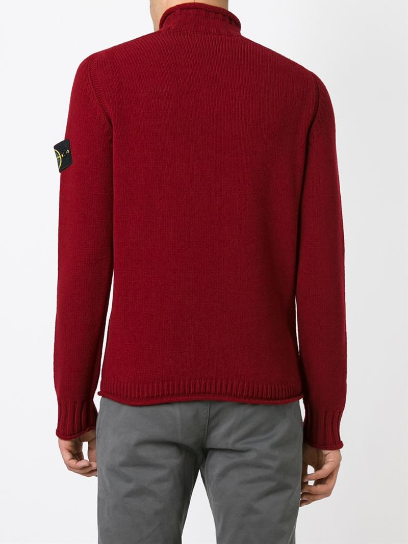 stone island sweater red