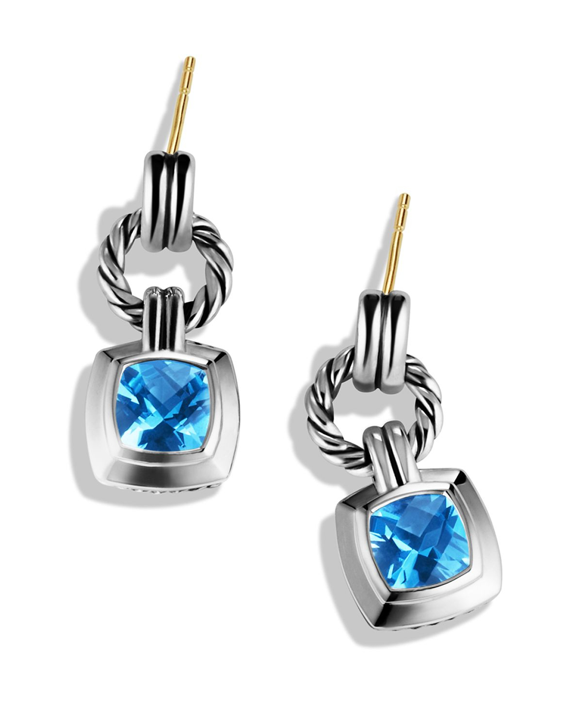 David Yurman Renaissance Drop Earrings With Blue Topaz in Silver/Blue ...